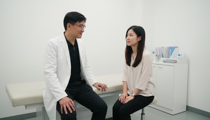 專業醫師顯微檢查下的痤瘡桿菌形態 發炎性膿疱毛囊內的痤瘡桿菌感染圖 皮膚科醫師評估患者臉部痤瘡桿菌狀況 萊攸診所透過治療抑制痤瘡桿菌繁殖