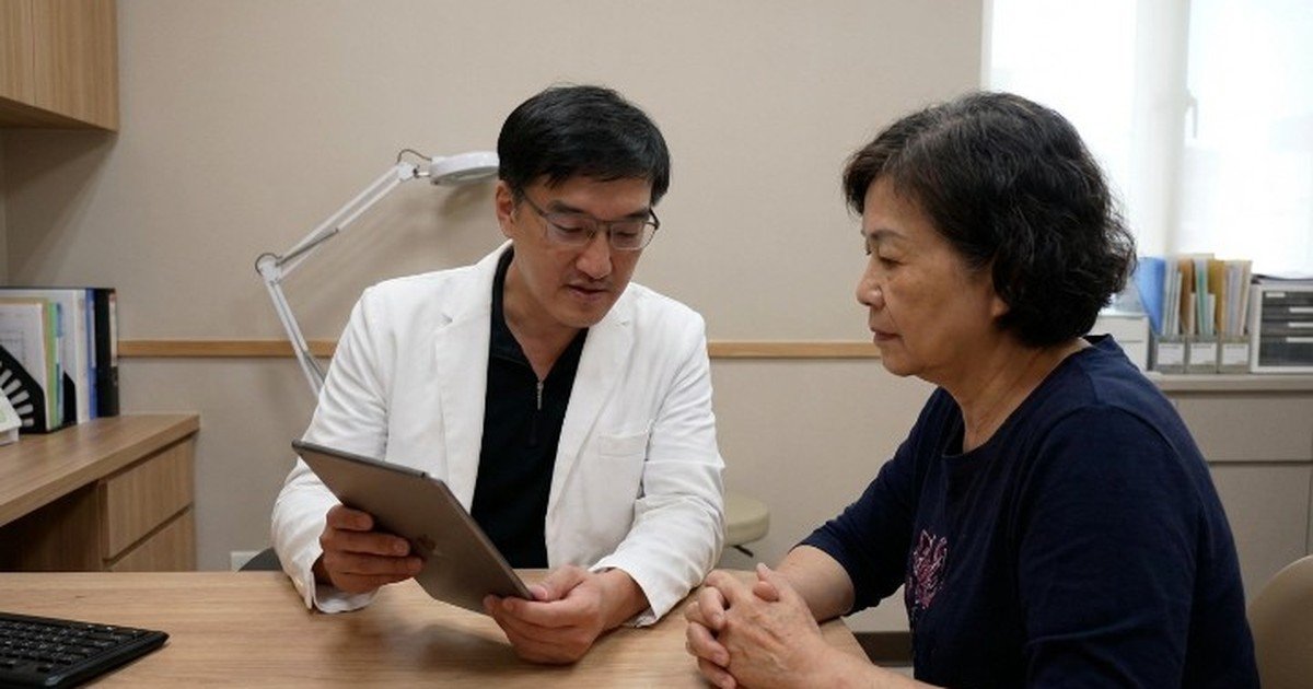吳芮醫師與中年男性患者探討掉髮問題