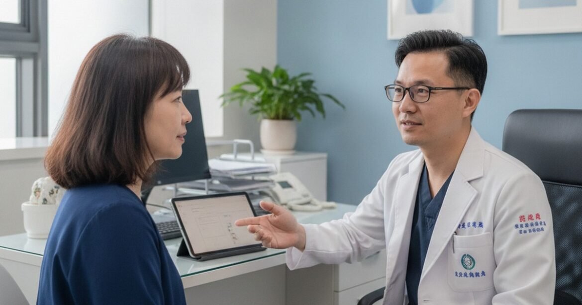 吳芮醫師與患者討論隆乳副作用與術前評估